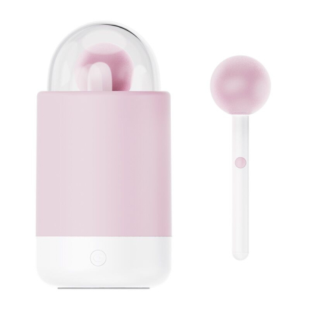 Вібратор-цукерка на паличці KISSTOY Pink Pop, зарядний кейс-нічник, 10 режимів вібрації - фото