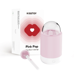 Вібратор-цукерка на паличці KISSTOY Pink Pop, зарядний кейс-нічник, 10 режимів вібрації - - фото №4