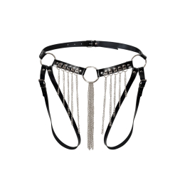 Сексуальні гартери-трусики Art of Sex - Xena з ланцюгами, L-2XL, колір чорний - - фото №3