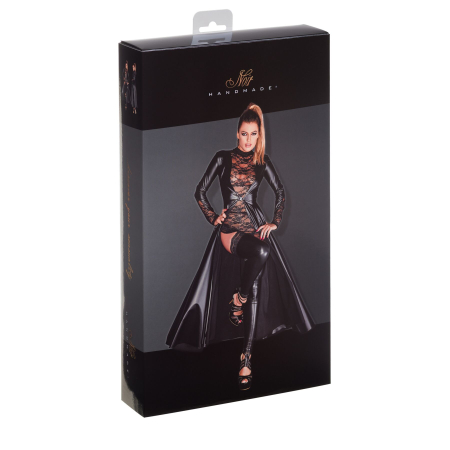 Сукня-плащ з мокрим ефектом Noir Handmade F128C Powerwetlook gown coat, M - фото №4