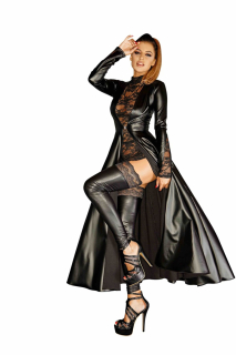 Сукня-плащ з мокрим ефектом Noir Handmade F128C Powerwetlook gown coat, L - - фото №2