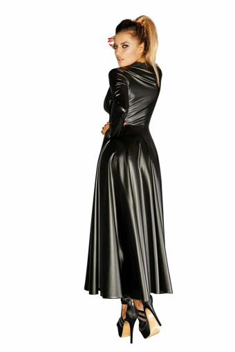 Сукня-плащ з мокрим ефектом Noir Handmade F128C Powerwetlook gown coat, L - фото №3