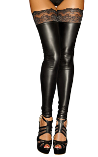 Панчохи з мокрим ефектом Noir Handmade F135 Powerwetlook stockings, M, без мисків - фото