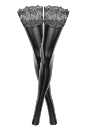 Панчохи з мокрим ефектом Noir Handmade F135 Powerwetlook stockings, 3XL, без мисків - фото №3