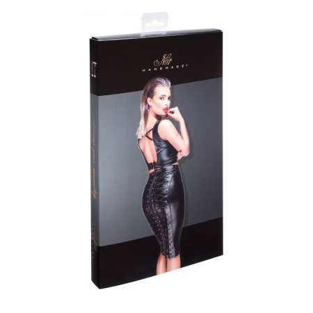 (SALE) Спідниця-олівець зі шнурівкою Noir Handmade F152 Powerwetlook pencil skirt, S, з мокрим ефектом - фото №5