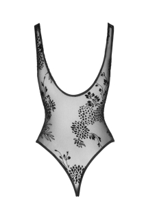 Боді Noir Handmade F242 Tulle body with patterned flock embroidery - M - - фото №5