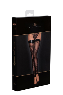 Панчохи Noir Handmade F243 Tulle stockings with patterned flock embroidery - XL - - фото №6