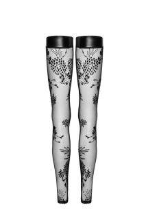 Панчохи Noir Handmade F243 Tulle stockings with patterned flock embroidery - XL - - фото №5