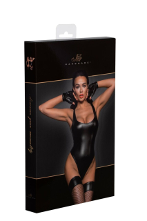 Боді з мокрим ефектом Noir Handmade F244 Powerwetlook body with high cut bottom hem, M - - фото №6