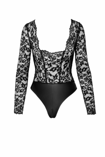 (SALE) Боді Noir Handmade F296 Psyche bodysuit of lace and wetlook - S - - фото №6