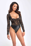 Боді Noir Handmade F296 Psyche bodysuit of lace and wetlook - XL Боді Noir Handmade F296 Psyche bodysuit of lace and wetlook - XL - фото №4