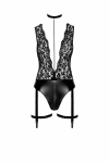 Боді Noir Handmade F297 Libido Deep-V bodysuit with collar, pearl chain and garter - XL Боді Noir Handmade F297 Libido Deep-V bodysuit with collar, pearl chain and garter - XL - фото №4