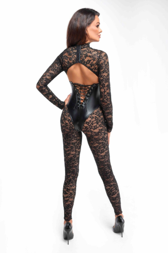 Комбінезон Noir Handmade F299 Enigma lace catsuit with underbust bodice - XXL - фото №2