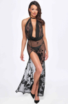 Сукня Noir Handmade F312 Divinity long flocked mesh dress with open back - L Сукня Noir Handmade F312 Divinity long flocked mesh dress with open back - L - фото №1