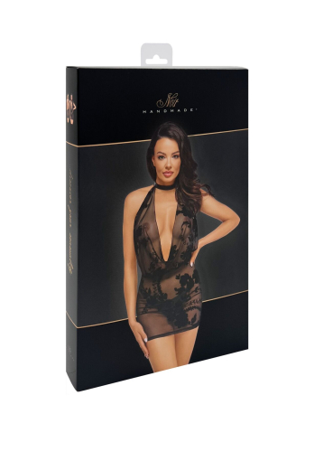 Сукня Noir Handmade F313 Mythos mini flocked mesh dress with jewelry rhinestone chain - 3XL - фото №7