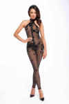 Бодістокінг Noir Handmade F315 Ego flocked mesh halter catsuit - 3XL Бодістокінг Noir Handmade F315 Ego flocked mesh halter catsuit - 3XL - фото №4