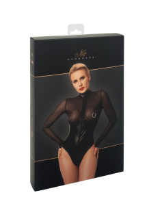 Боді Noir Handmade F321 Edge wetlook and mesh body with rings - XXL - - фото №9