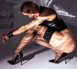 Топ Noir Handmade F324 Glam wetlook top with vinyl corset - M - - фото №4