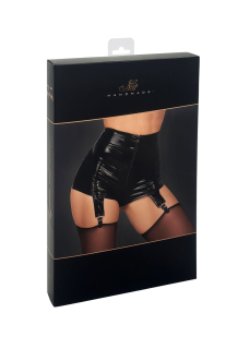 Шортики Noir Handmade F325 Glam, XL, black, вініл, висока талія, кріплення для панчіх, з доступом - - фото №8