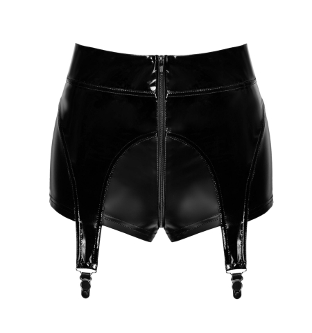 Шортики Noir Handmade F325 Glam, XL, black, вініл, висока талія, кріплення для панчіх, з доступом - фото №6