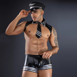 Чоловічий еротичний костюм пілота JSY «Чарівний Вільям» One Size, топ, шорти, кепка - - фото №4