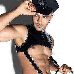 Чоловічий еротичний костюм поліцейського JSY «Відважний Луї» One Size, боді, кепка, наручники - - фото №6