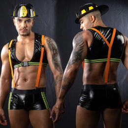 Чоловічий еротичний костюм пожежного JSY «Вогненний Себастьян» One Size, 4 предмети - - фото №6