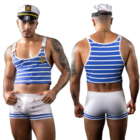 Еротичний костюм моряка JSY «Милашка Нік» One Size, топ, шорти, кепка - фото