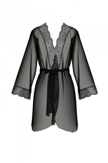 Пеньюар Passion AMBERLY PEIGNOIR black, XXL/XXXL, пояс у комплекті - - фото №3