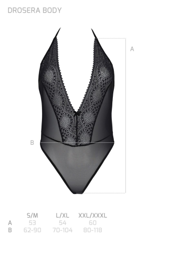 Боді Passion DROSERA BODY black, L/XL, високі вирізи, верх на зав’язках - фото №5