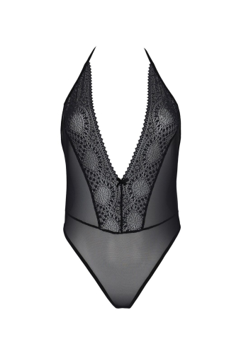 Боді Passion DROSERA BODY black, L/XL, високі вирізи, верх на зав’язках - фото №3