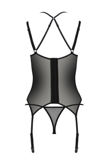 Корсет Passion DROSERA CORSET black, XXL/XXXL, з кріпленнями для панчіх, трусики в комплекті - - фото №4