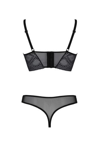 Комплект Passion DROSERA SET black, L/XL, сітка+мереживо, бюстьє та трусики танга - фото №4