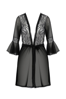 Пеньюар Passion LEAFA PEIGNOIR black S/M - ECO Passion - - фото №3