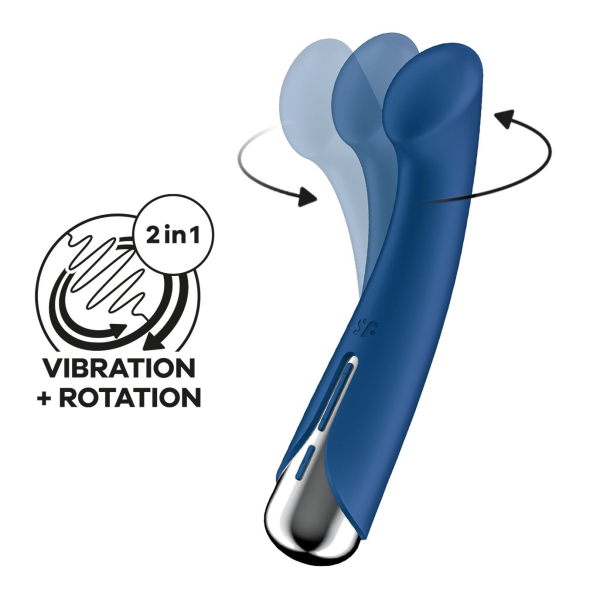 Вібратор з ротацією Satisfyer Spinning G-Spot 1 Blue, плоский майданчик для стимуляції точки G - фото