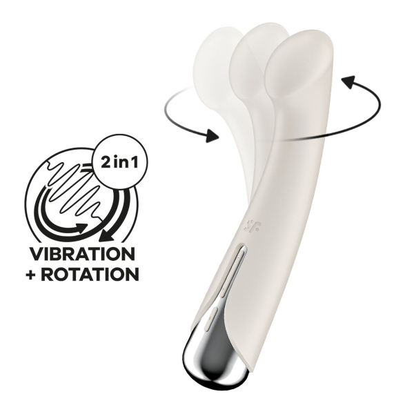 Вібратор з ротацією Satisfyer Spinning G-Spot 1 Beige, плоский майданчик для стимуляції точки G - фото
