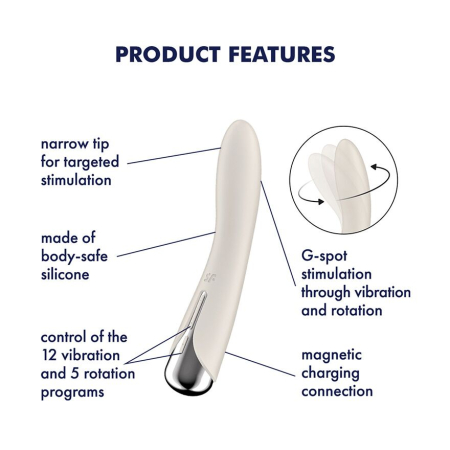 Вібратор точки G з обертанням Satisfyer Spinning Vibe 1 Beige, 2 мотори - фото №7