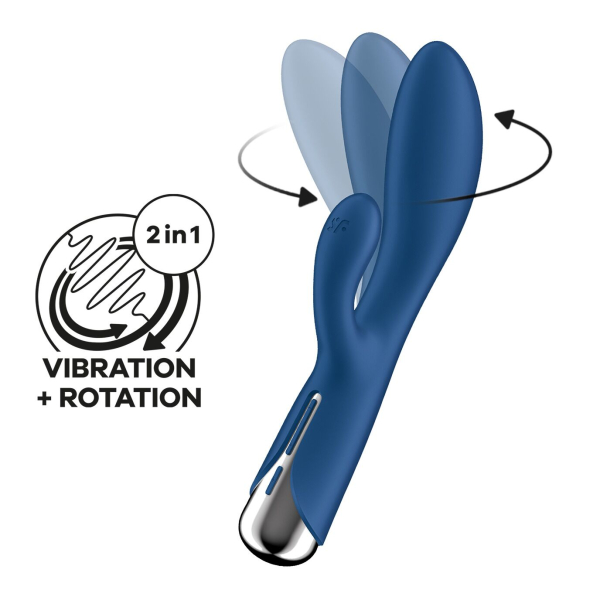 Вібратор-кролик з ротацією Satisfyer Spinning Rabbit 1 Blue, 3 мотори - фото