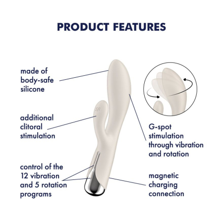 Вібратор-кролик з ротацією Satisfyer Spinning Rabbit 1 Beige, 3 мотори №7