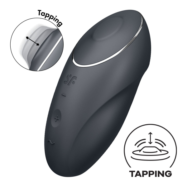 Вібростимулятор-пульсатор Satisfyer Tap & Climax 1 Grey, ефект постукування пальцем, 2 мотори - фото