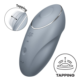 Вібростимулятор-пульсатор Satisfyer Tap & Climax 1 Bluegrey, ефект постукування пальцем, 2 мотори - фото