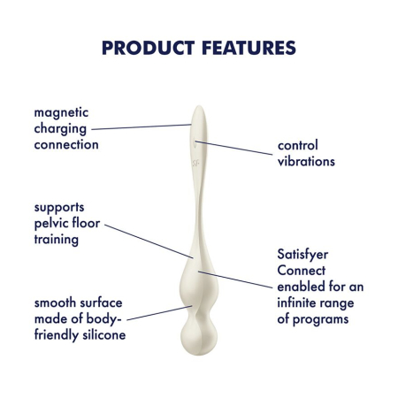 Вагінальні смарт-кульки з вібрацією Satisfyer Love Birds 1 Connect App White, 78 г №6