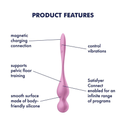 Вагінальні смарт-кульки з вібрацією Satisfyer Love Birds 1 Connect App Pink, 78 г - - фото №6