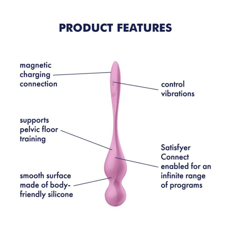 Вагінальні смарт-кульки з вібрацією Satisfyer Love Birds 1 Connect App Pink, 78 г №6