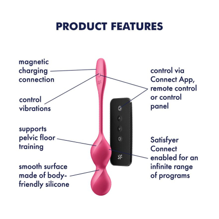 Вагінальні смарт-кульки з вібрацією Satisfyer Love Birds 2 Connect App Red, 86 г, пульт ДК №3