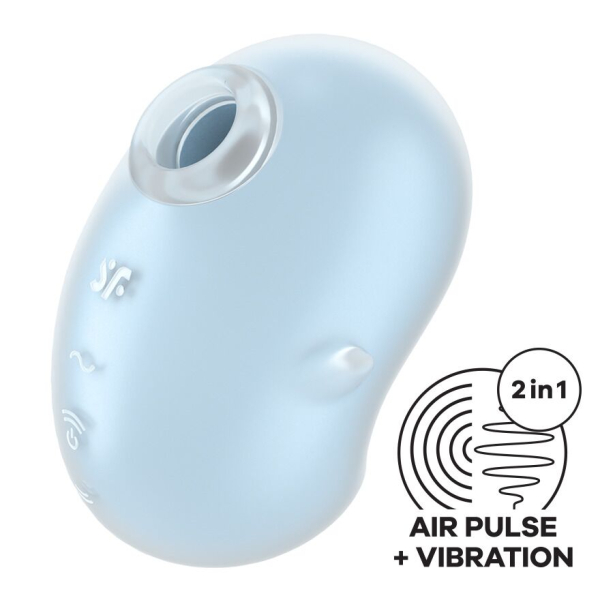 Вакуумний кліторальний стимулятор з вібрацією Satisfyer Cutie Ghost Blue - фото