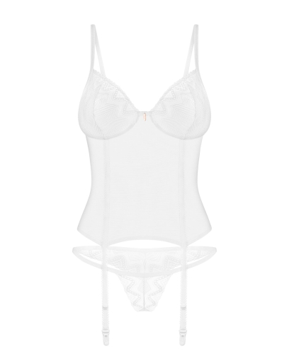 Корсет Obsessive Alissium corset & thong, XL/2XL, гнучкі кісточки, відкрита спина, стрінги в комплек - фото №6