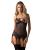 Корсет Obsessive Novenes corset & thong, XS/S, прозорий, відкрита спина, стрінги в комплекті 