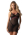 Пеньюар Obsessive Novenes chemise & thong, M/L, обтислий, прозорий, зі стрепами, стрінги в комплекті - фото