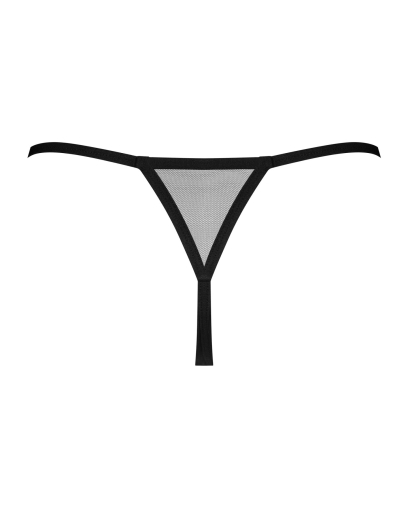 Трусики-стрінги Obsessive Novenes crotchless thong, XL/2XL, сітка, стрепи, прикраса зі стразами, від - фото №4
